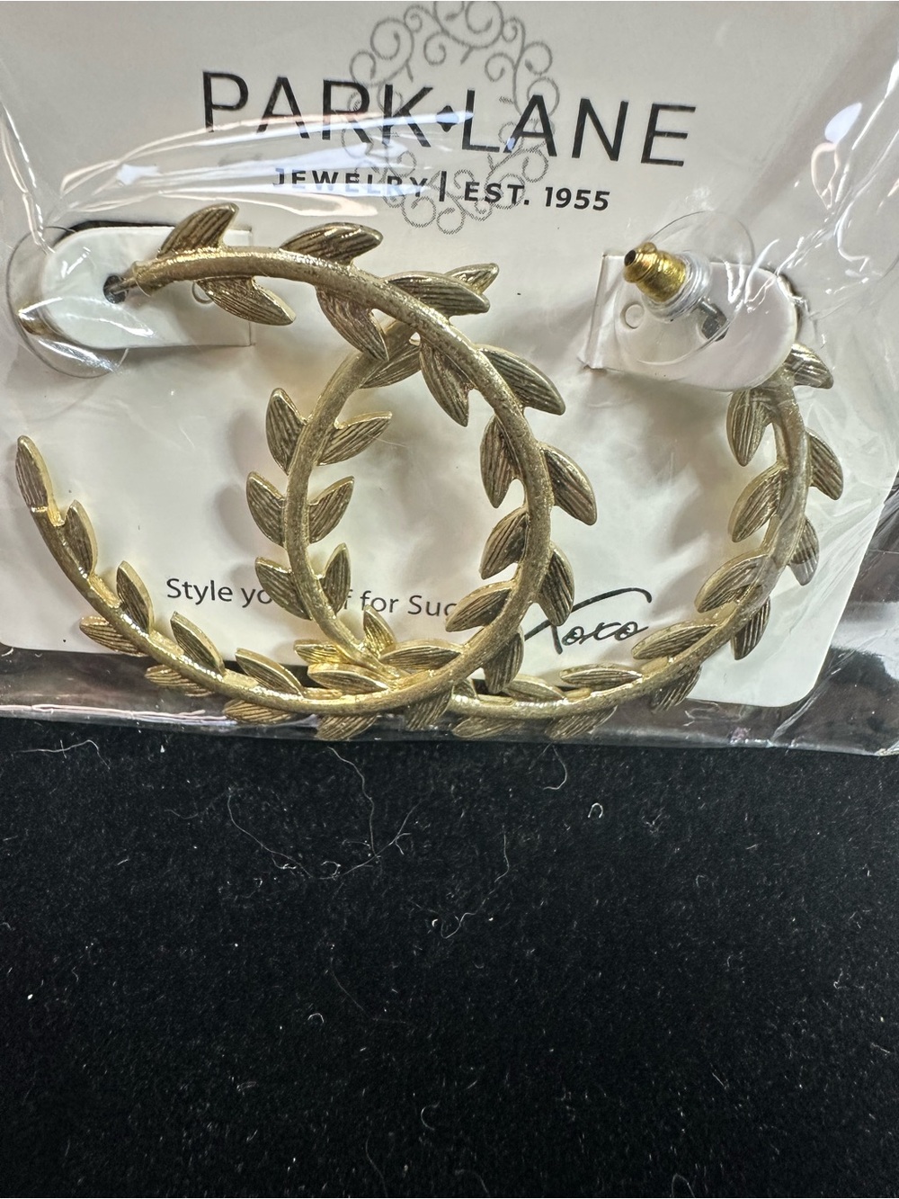 Park Lane Gold Leaf Hoop Earrings - Antiqued Gold
